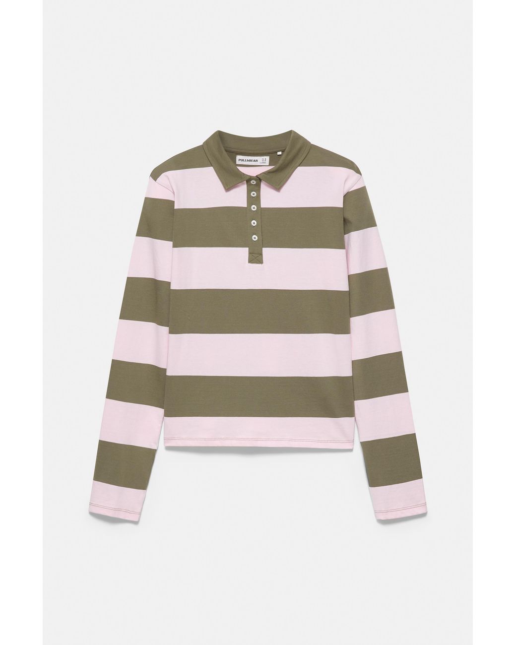 Pull&Bear Gray Long Sleeve Polo Shirt