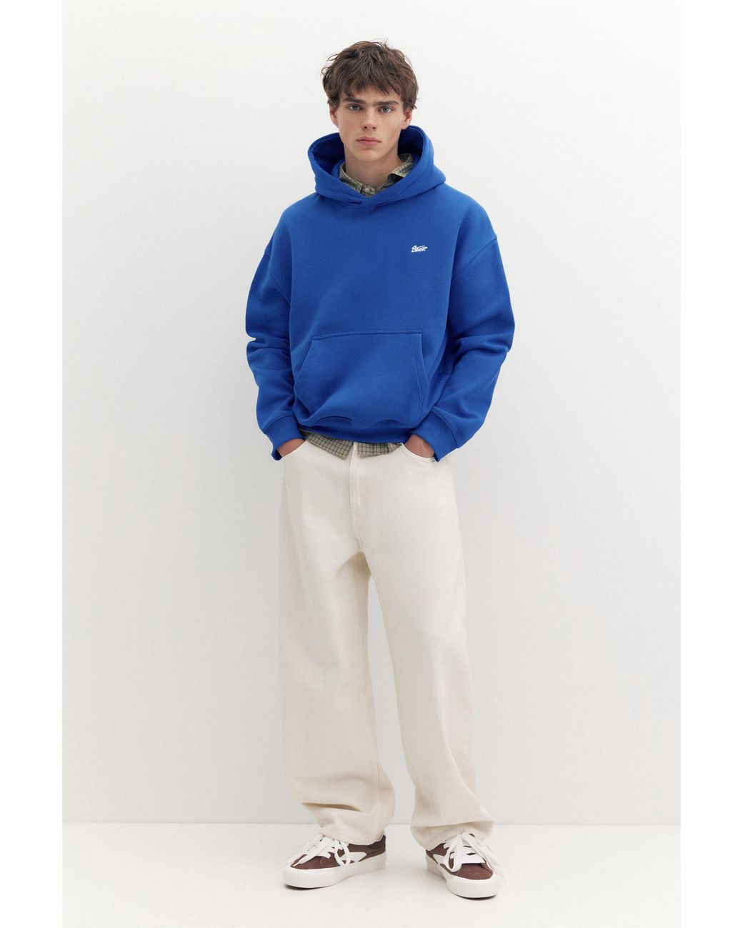 Pull&Bear Blue Stwd Logo Boxy Hoodie for men