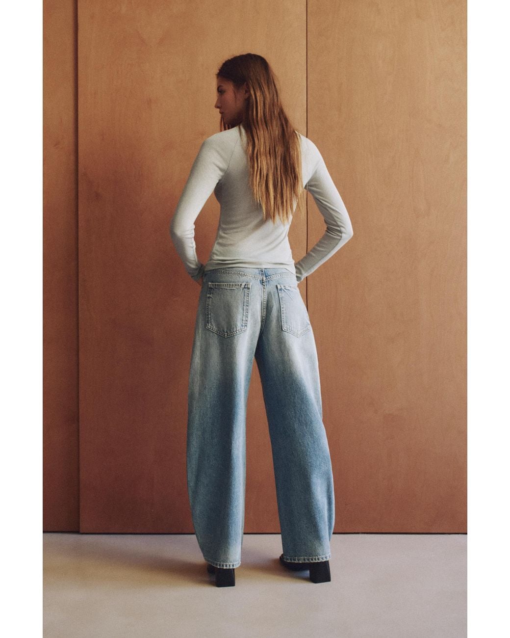 Pull&Bear Blue Fitted Semi-Sheer T-Shirt