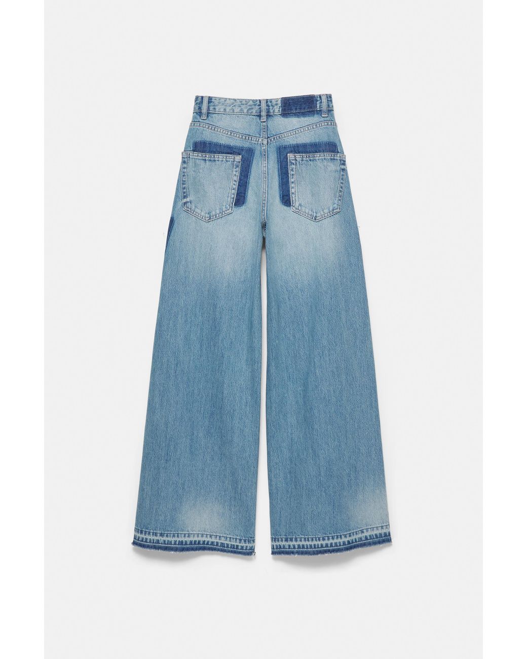 Pull&Bear Blue Patchwork Wide-Leg Jeans