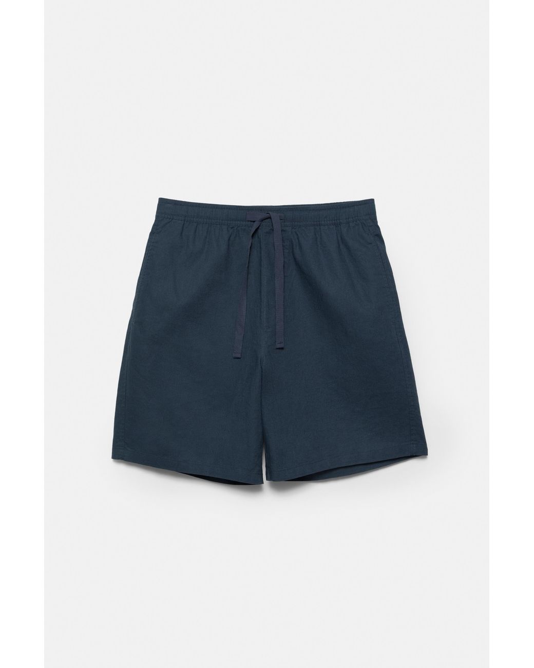 Pull&Bear Blue Linen Blend Bermuda Joggers for men