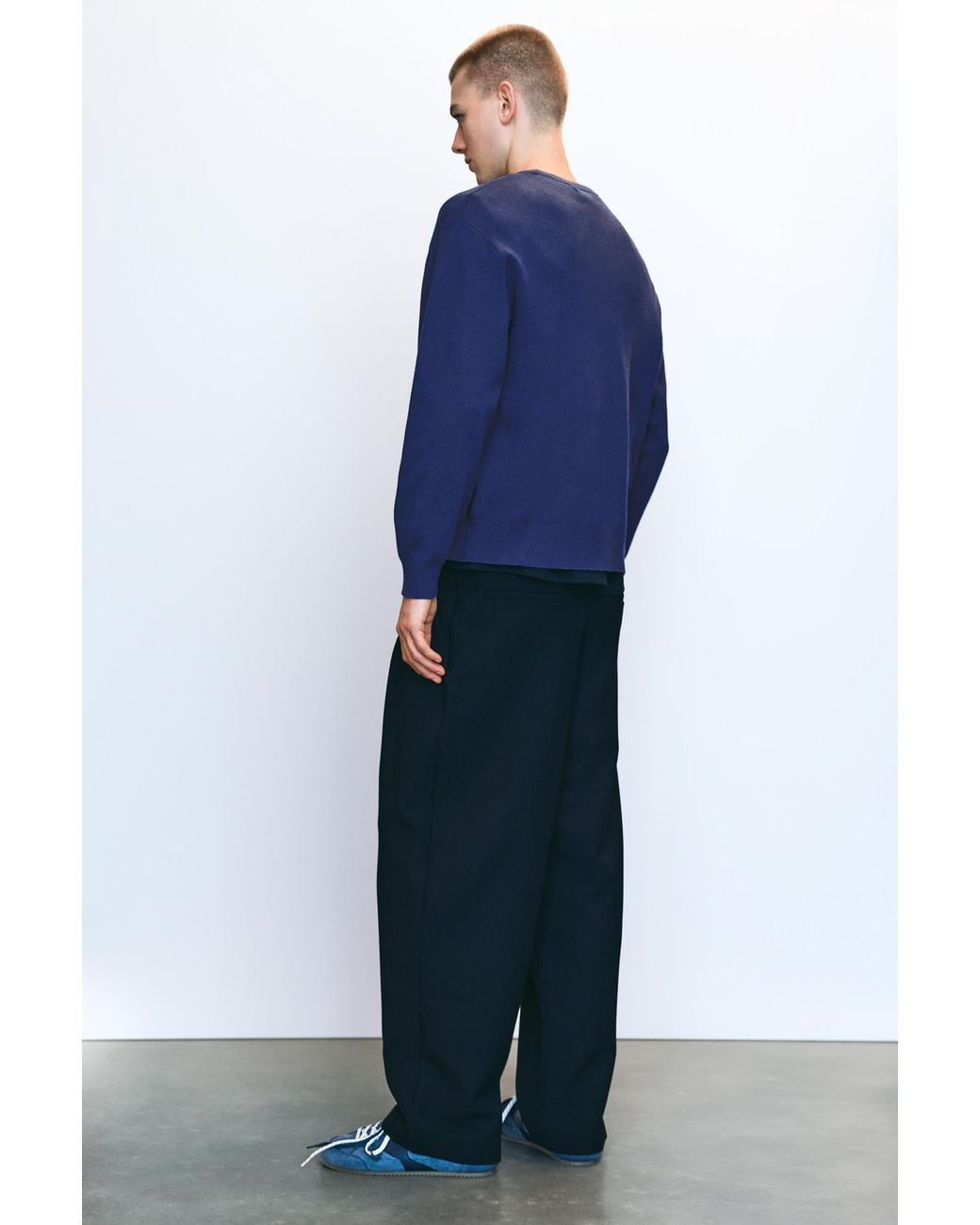 Pull&Bear Blue Soft Round Neck Jumper for men