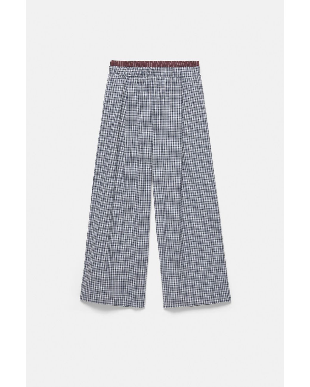 Pull&Bear Gray Combined Check Flowing Trousers