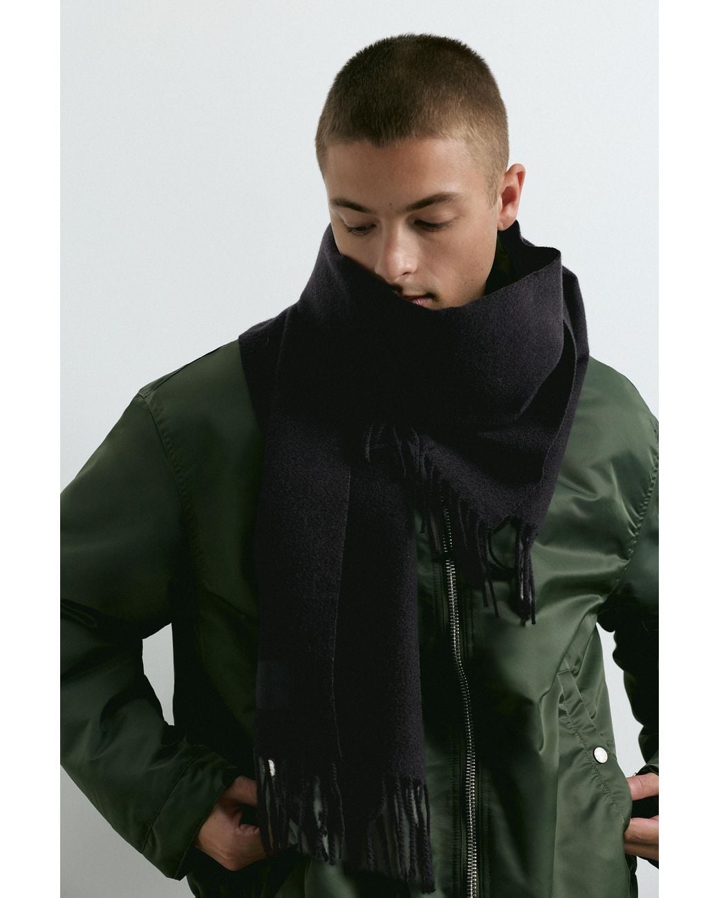 Pull&Bear Basic Sjaal Met Kwastjes in het Black voor heren