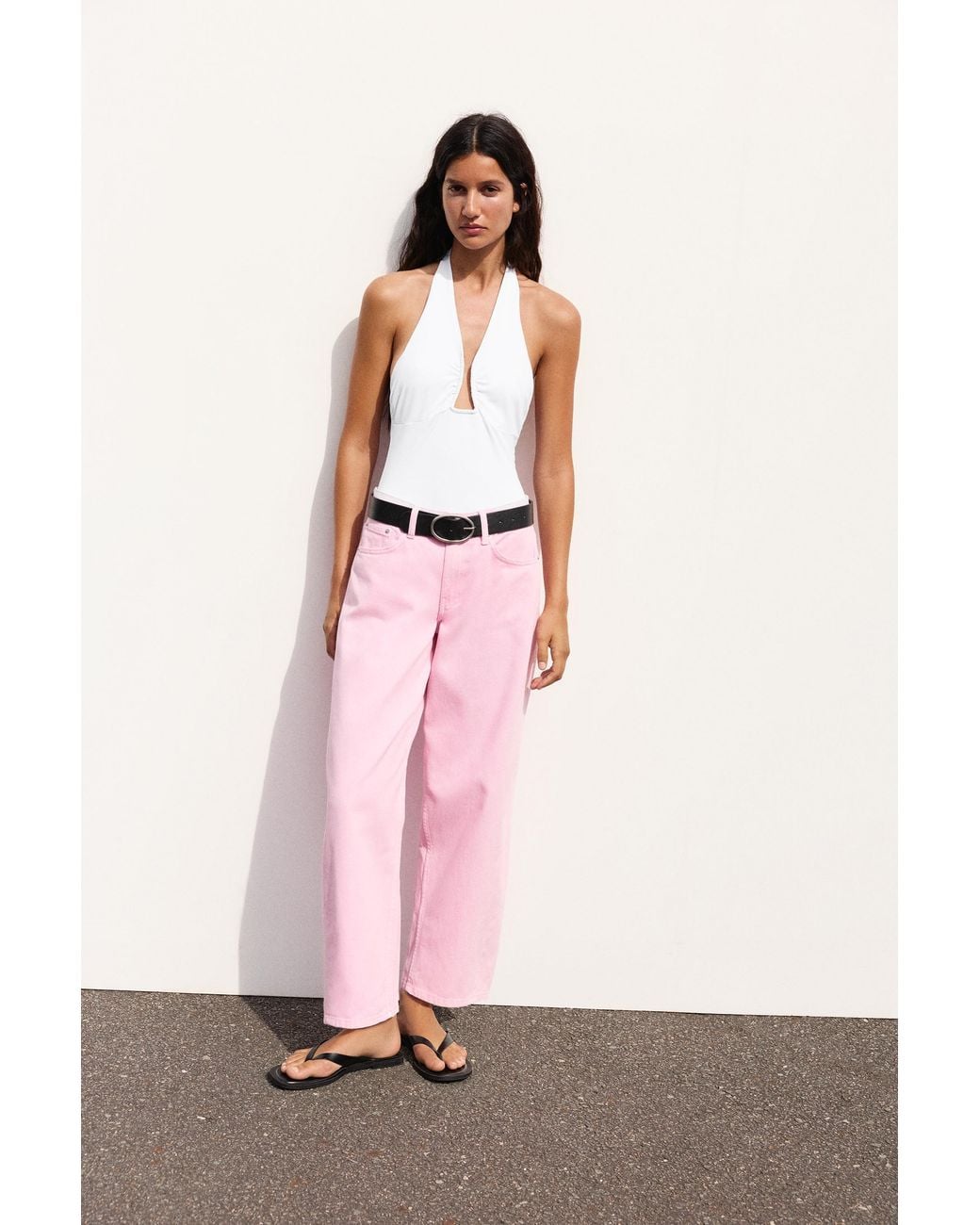 Pull&Bear Pink Gathered Halter Neck Bodysuit