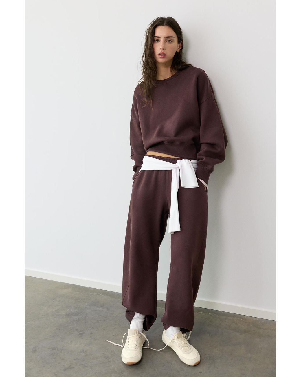 Pull&Bear Brown Round Neck Sweatshirt