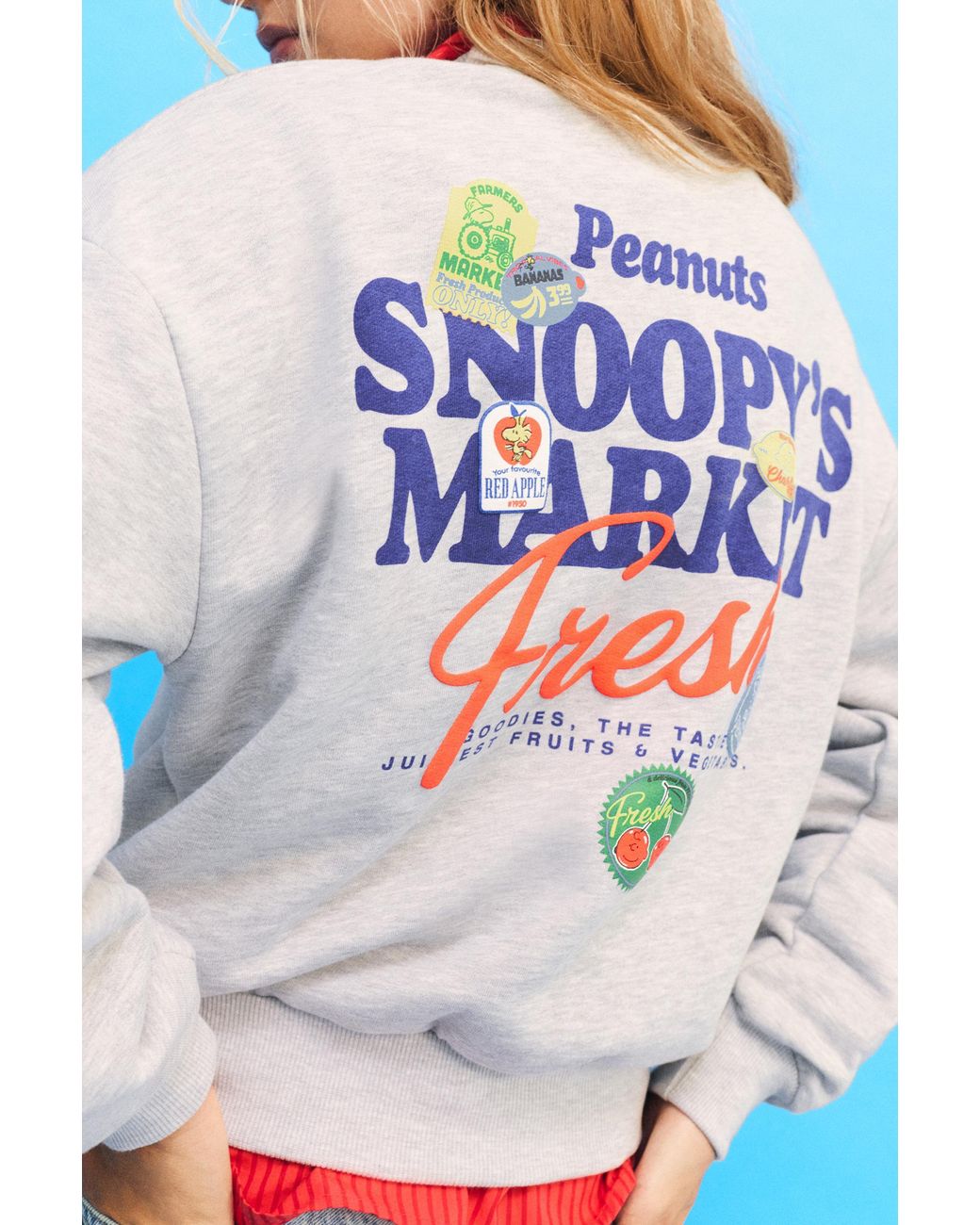 Pull&Bear White Snoopy Round Neck Sweatshirt