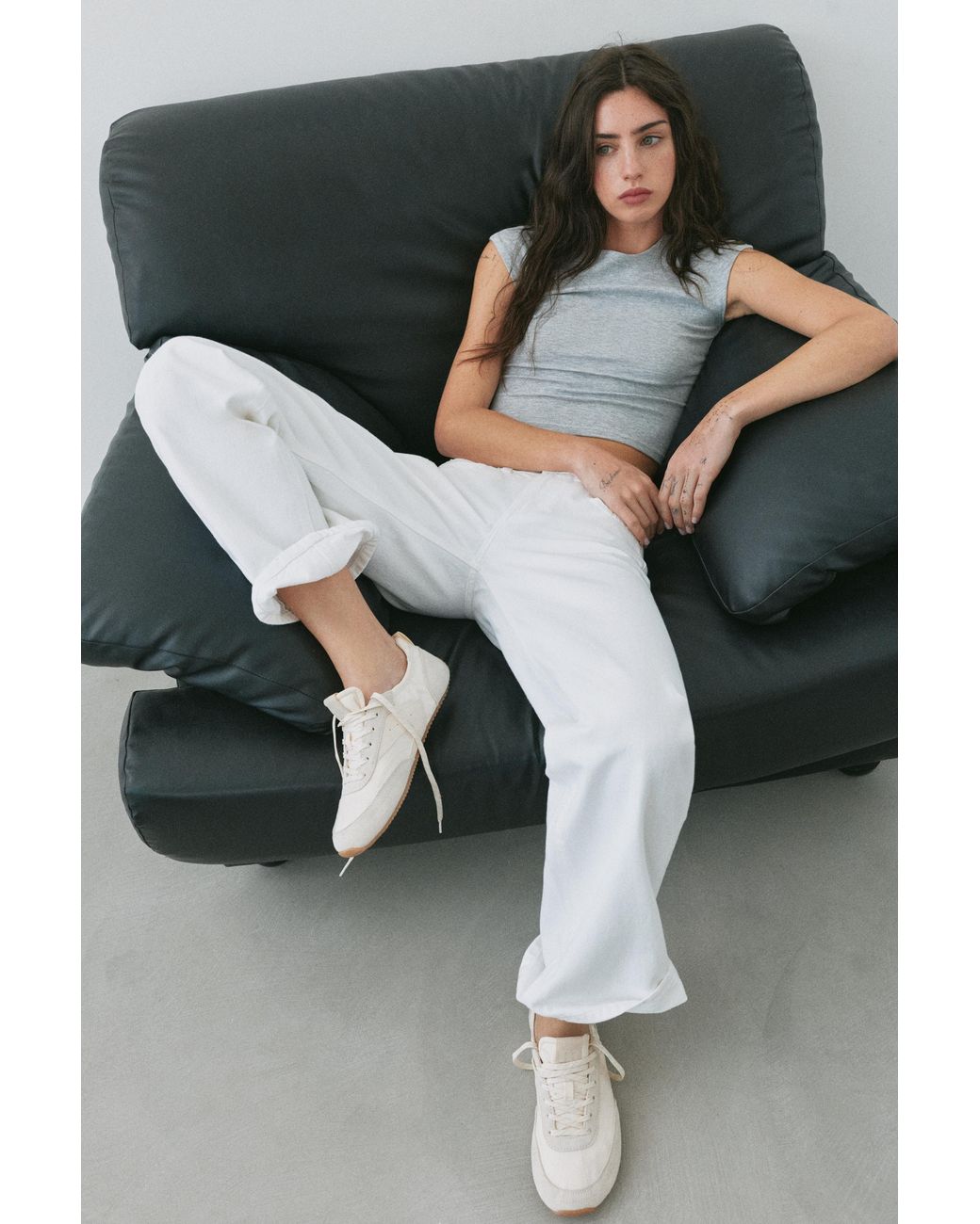 Pull&Bear Gray Low-Rise Straight-Leg Jeans