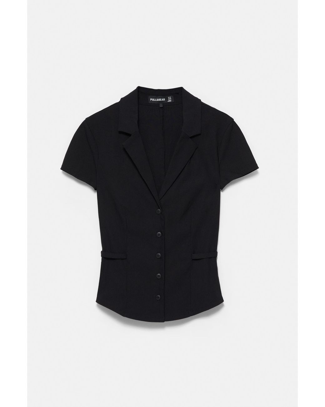 Pull&Bear Black Short Sleeve Fitted Shirt