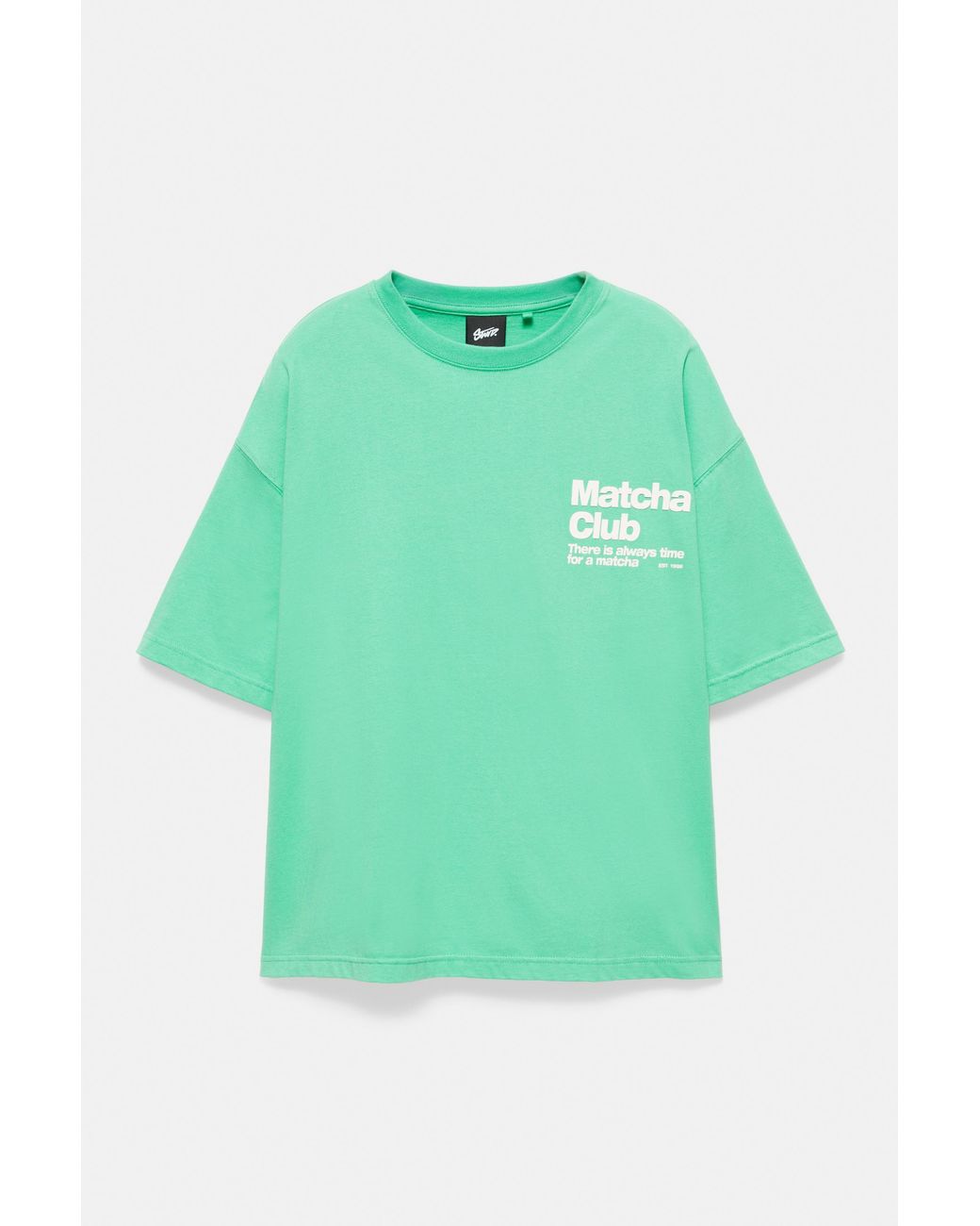 Pull&Bear Green Stwd Matcha Club Graphic T-Shirt for men