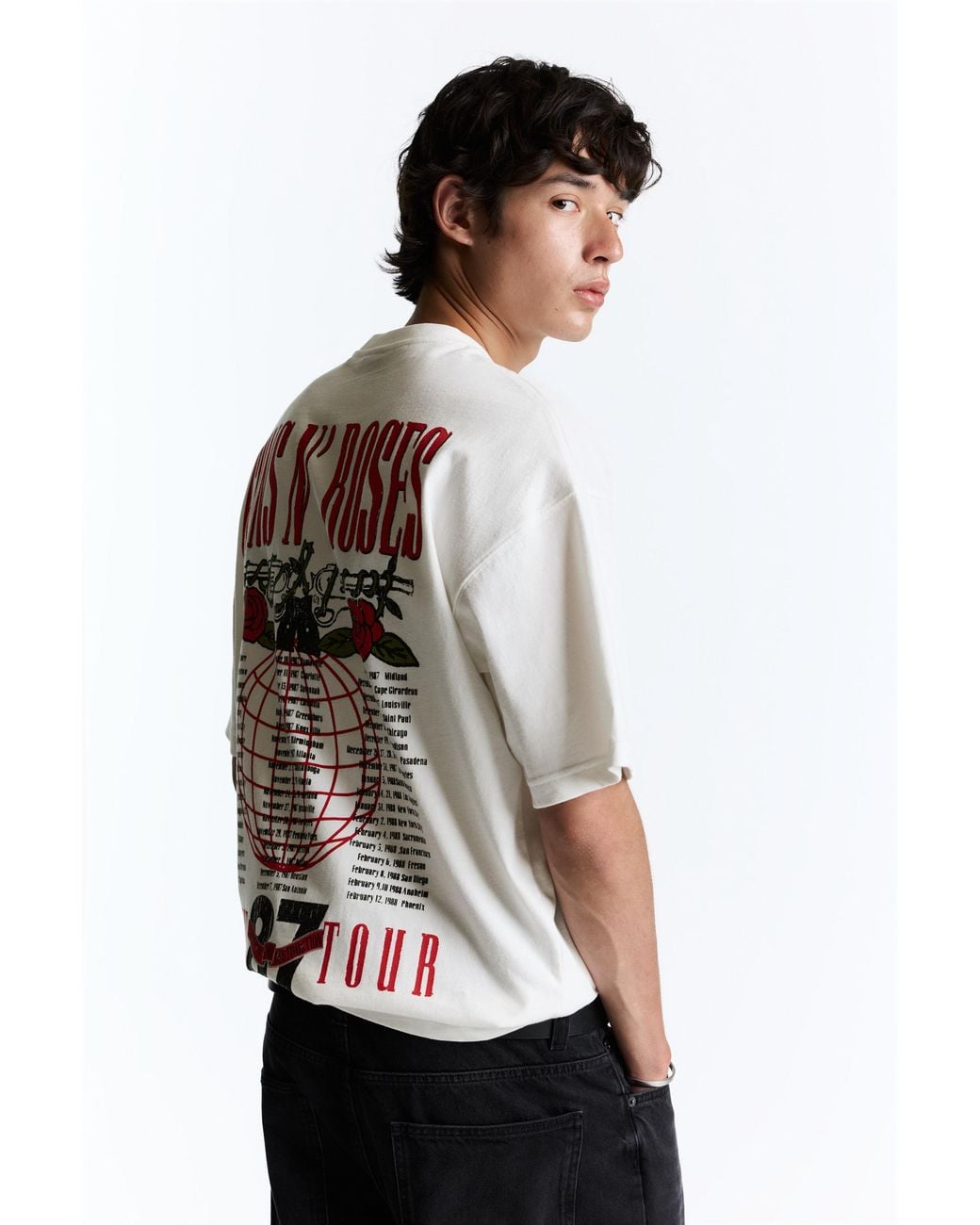 Pull&Bear White Guns N' Roses T-Shirt for men