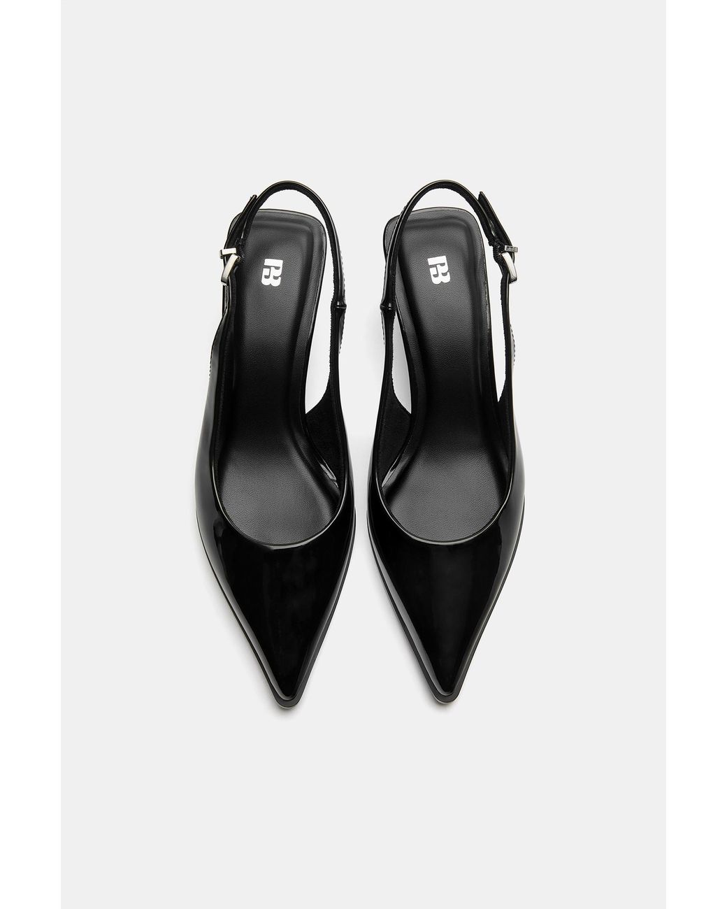 Pull&Bear Gray Patent Slingback Heels