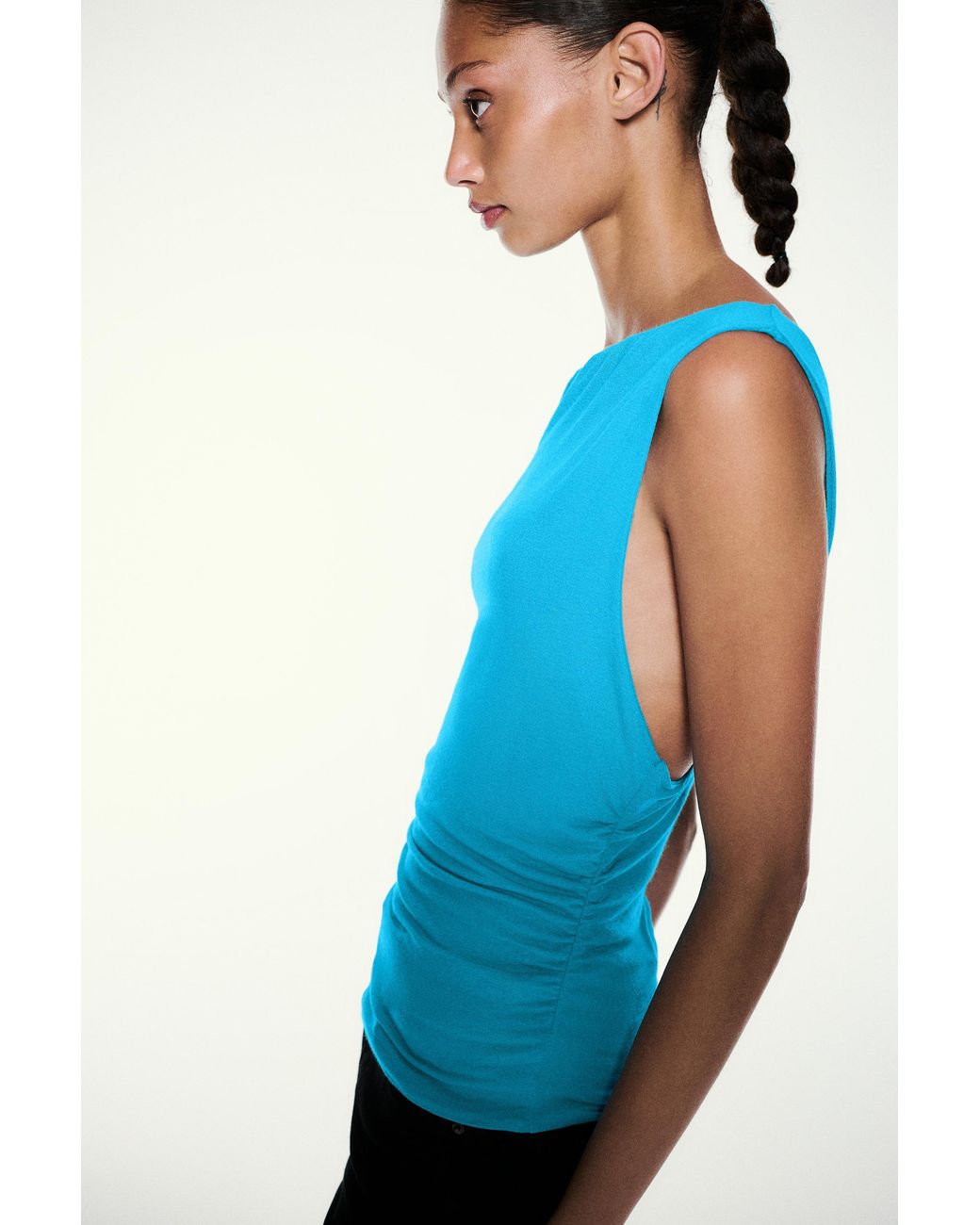 Top Asymétrique Froncé Pull&Bear en coloris Blue