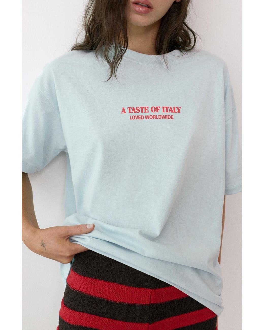 Pull&Bear Blue Oversize Tomato Graphic T-Shirt
