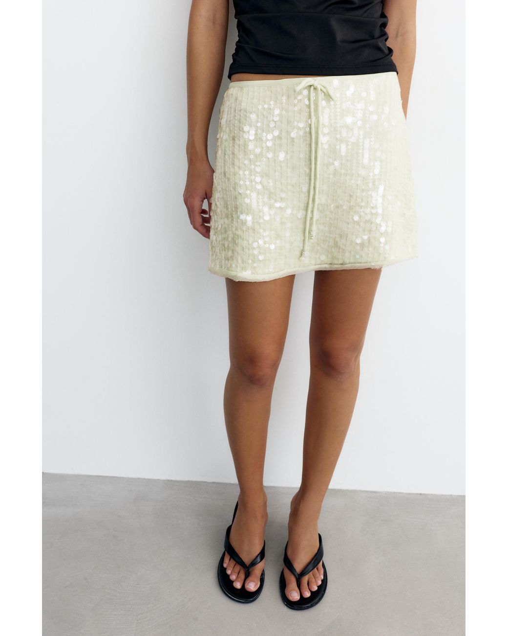 Pull&Bear White Sequin Mini Skirt