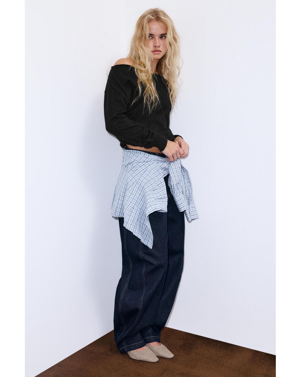 Pull&Bear Black Boat-Neck Jumper