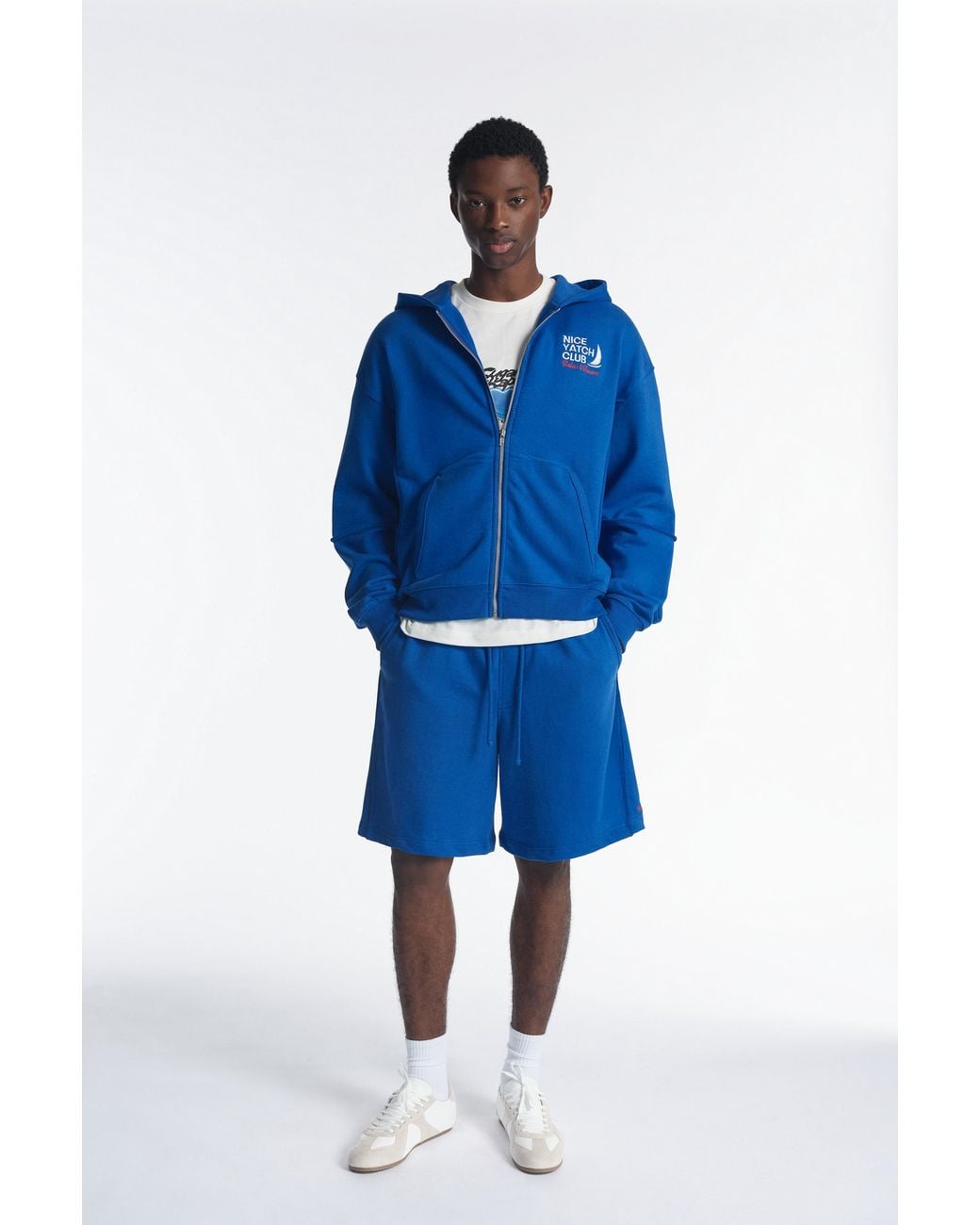 Pull&Bear Blue Yacht Club Bermuda Sweat Shorts for men