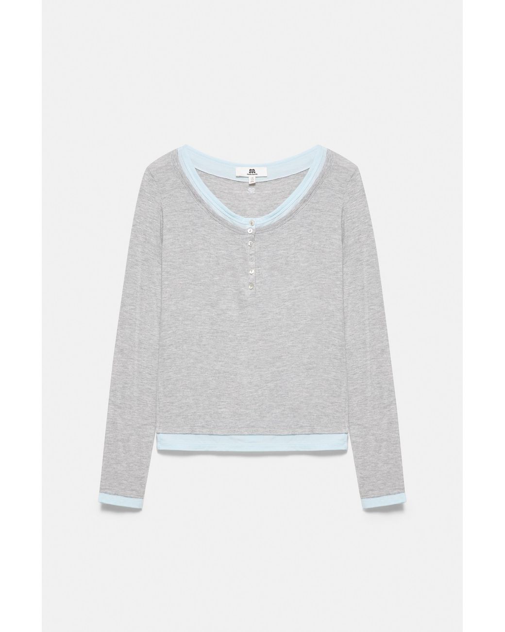 Pull&Bear Multicolor Button-Detail Double-Layer T-Shirt