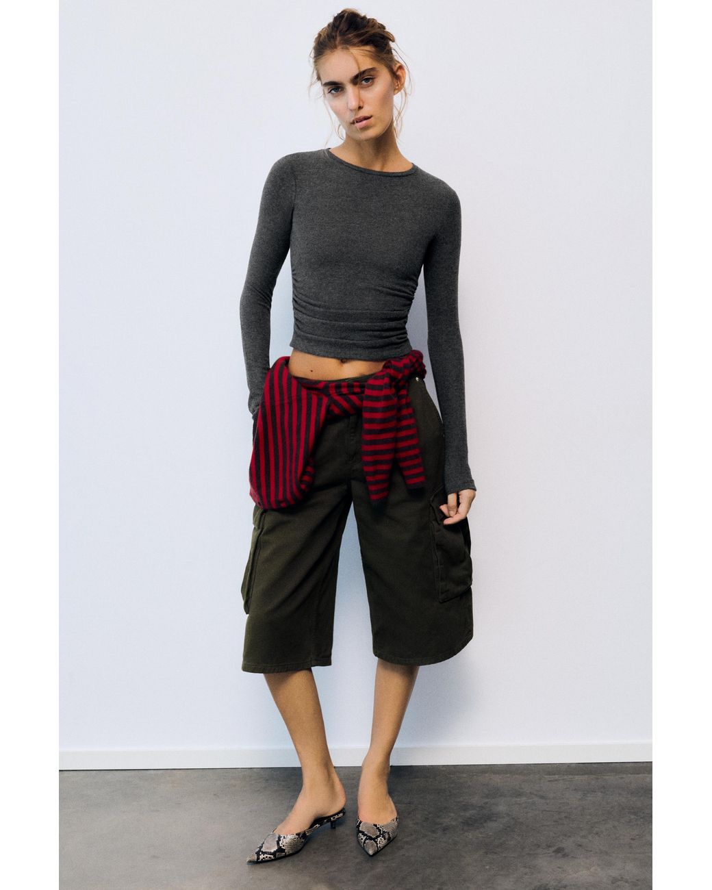 Pull&Bear Multicolor Soft-Touch Gathered T-Shirt