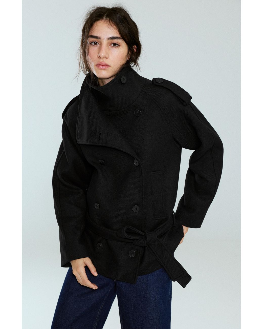 Trench Corto di Pull&Bear in Black