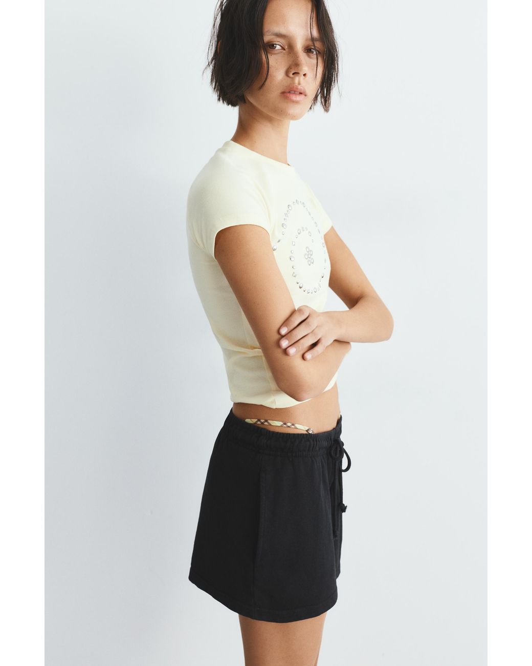 Pull&Bear White Sports Shorts With Elastic Waist