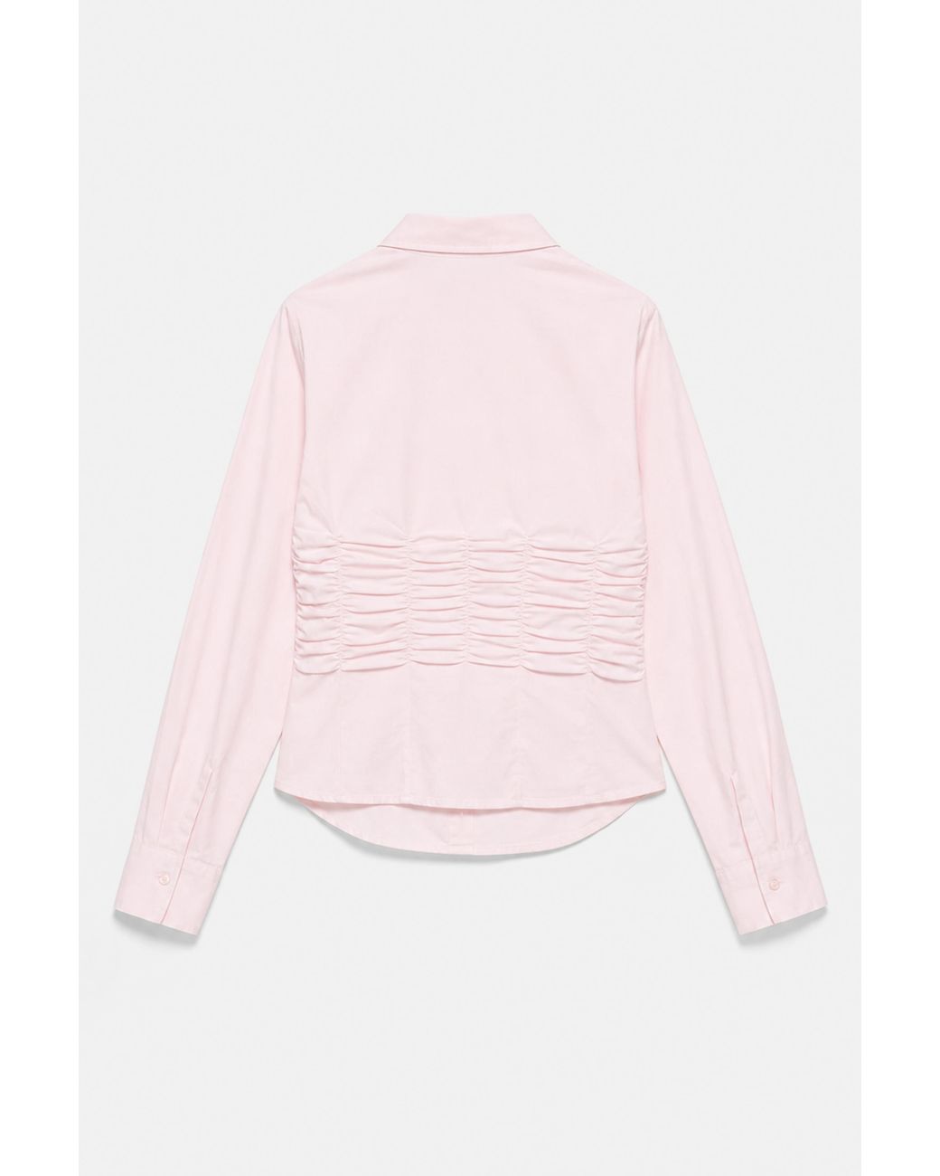 Pull&Bear Black Fitted Gathered Poplin Shirt