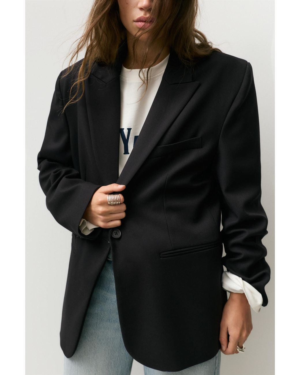 Pull&Bear Gray Oversize Blazer