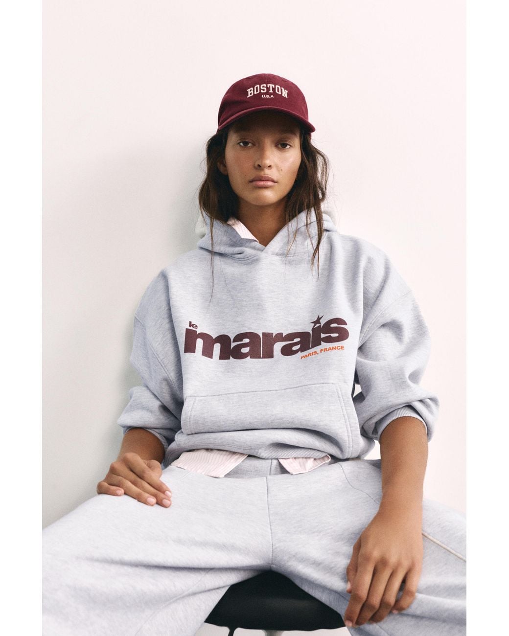 Pull&Bear White Star Graphic Hoodie