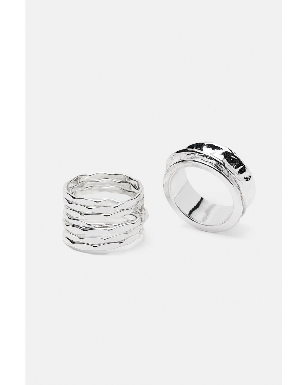 Pull&Bear Gray 2Er-Pack Ringe Mit Textur