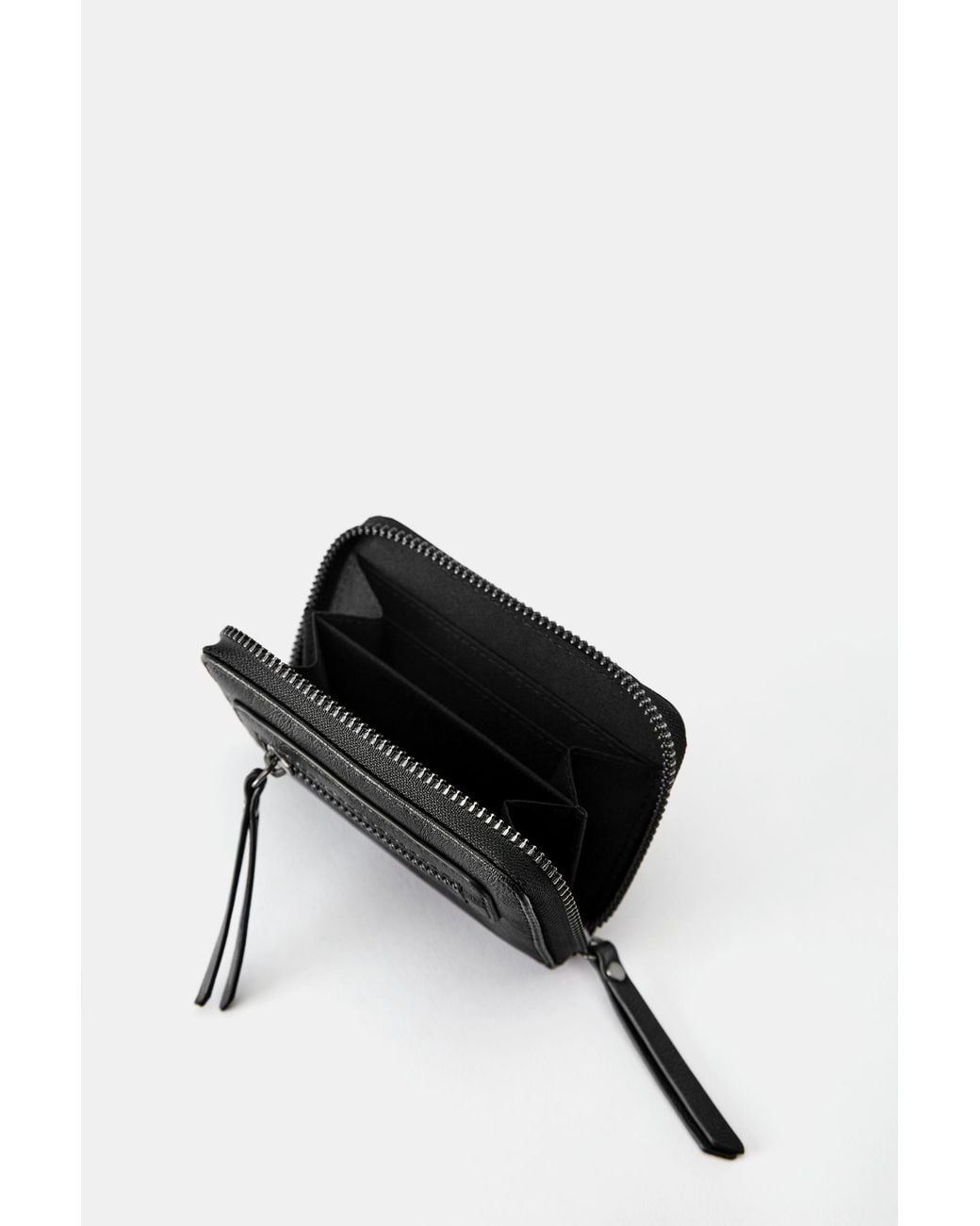 Pull&Bear Black Suede Zip Wallet