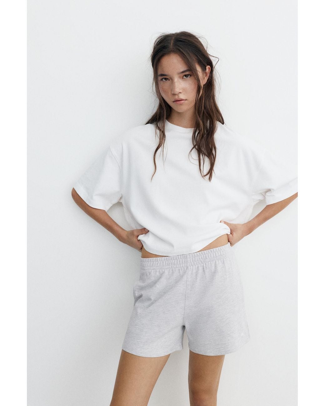 Pull&Bear White Sports Shorts With Side Stripes