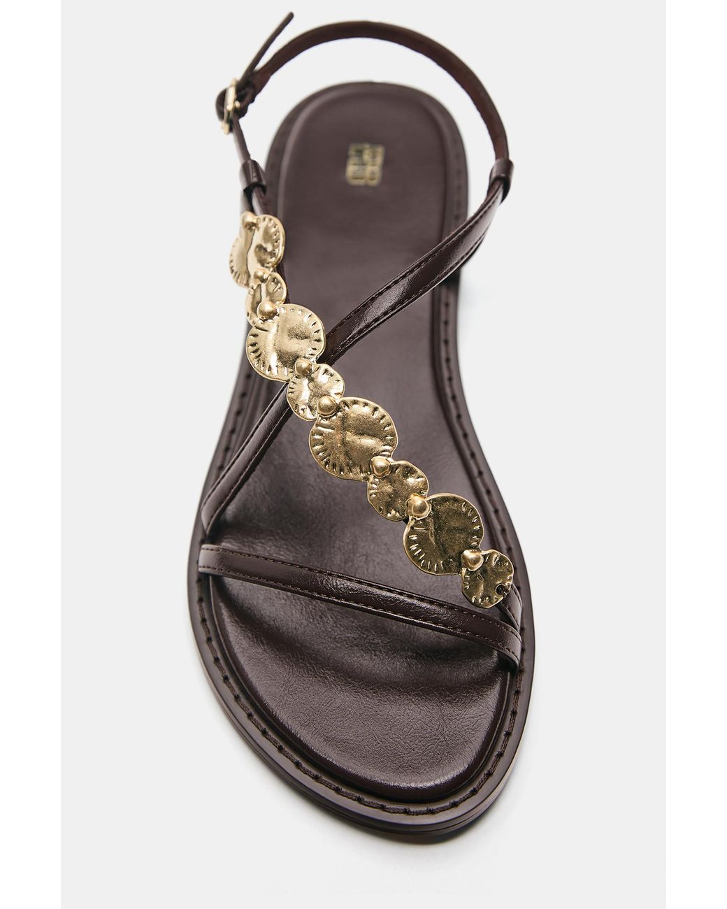 Pull&Bear Natural Flat Beaded Sandals
