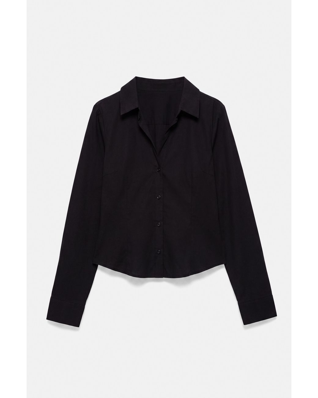 Pull&Bear Black Fitted Wide-Cuff Shirt