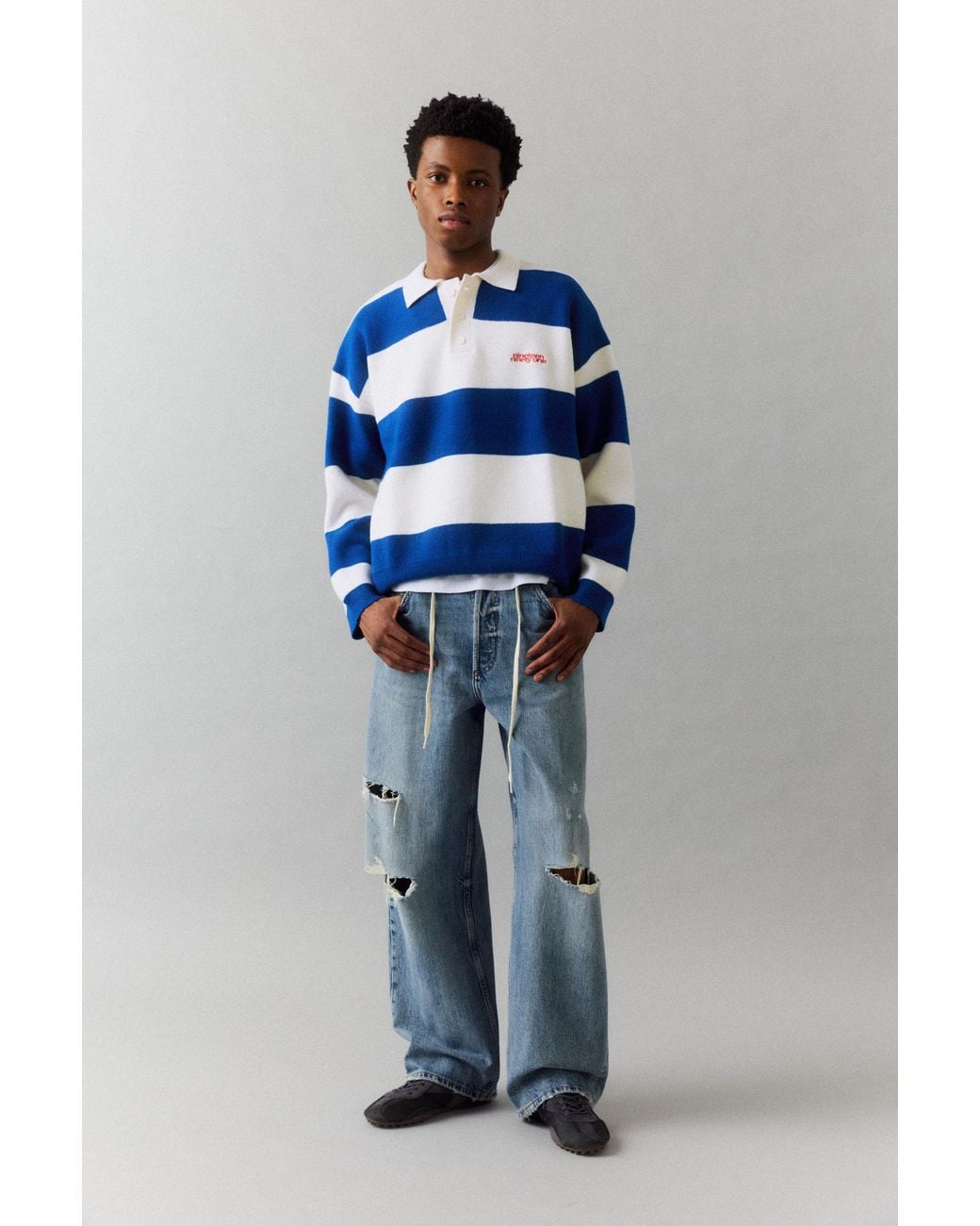 Polo di Pull&Bear in Blue da Uomo