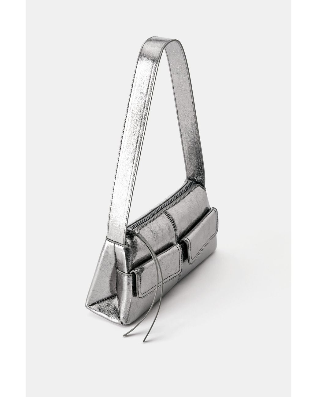 Pull&Bear White Metallic Multipocket Shoulder Bag