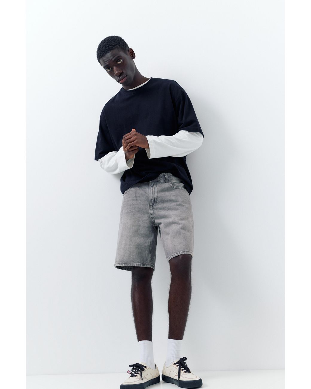 Pull&Bear Blue Standard Denim Bermuda Shorts for men