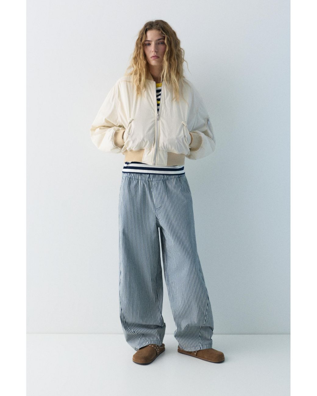 Pull&Bear Natural Bomber Jacket