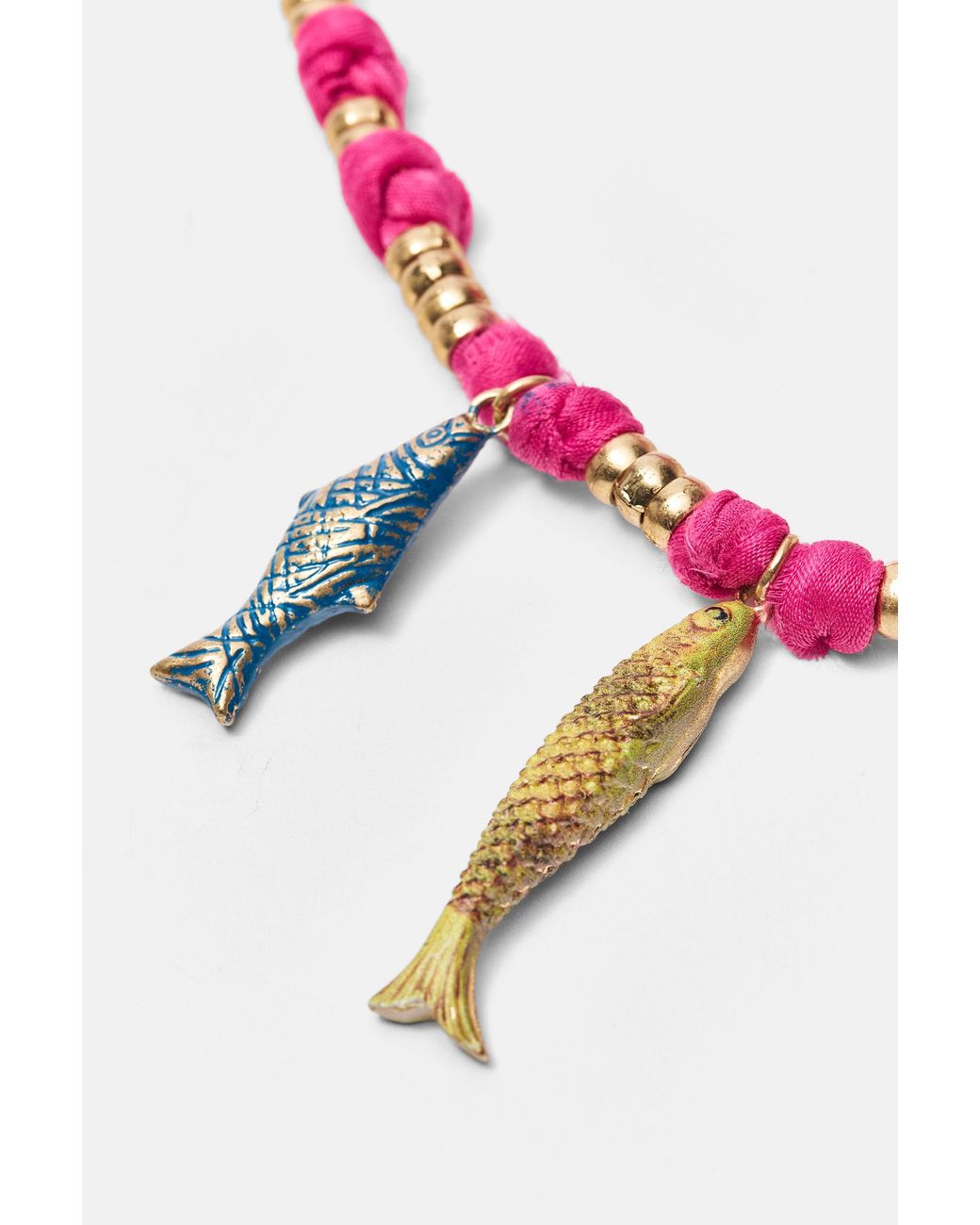 Pull&Bear Pink Fish Bow Necklace