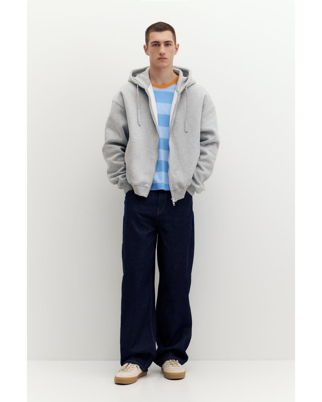 Pull&Bear Capuchonsweater Met Rits in het Gray voor heren