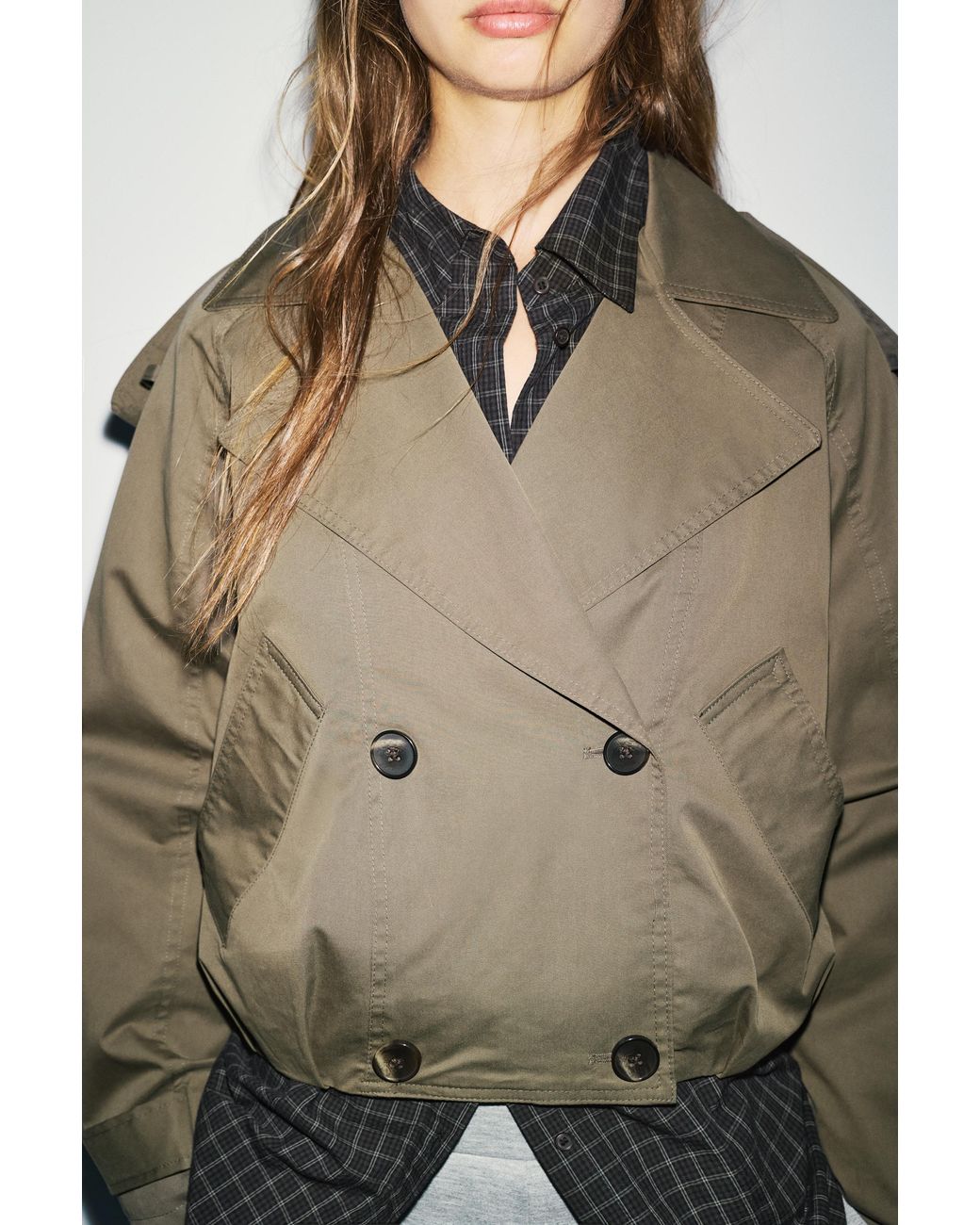 Pull&Bear Brown Balloon-Fit Short Trench Coat