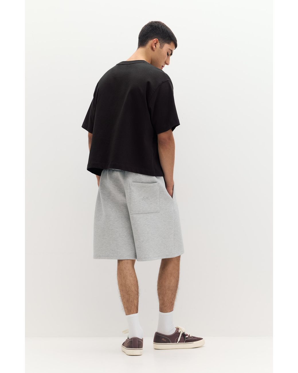 Pull&Bear Blue Neoprene-Effect Jogger Bermuda Shorts for men