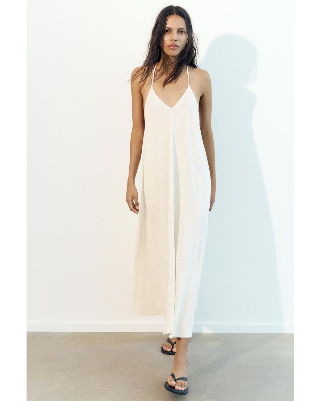 Pull&Bear White Strappy Back Midi Dress