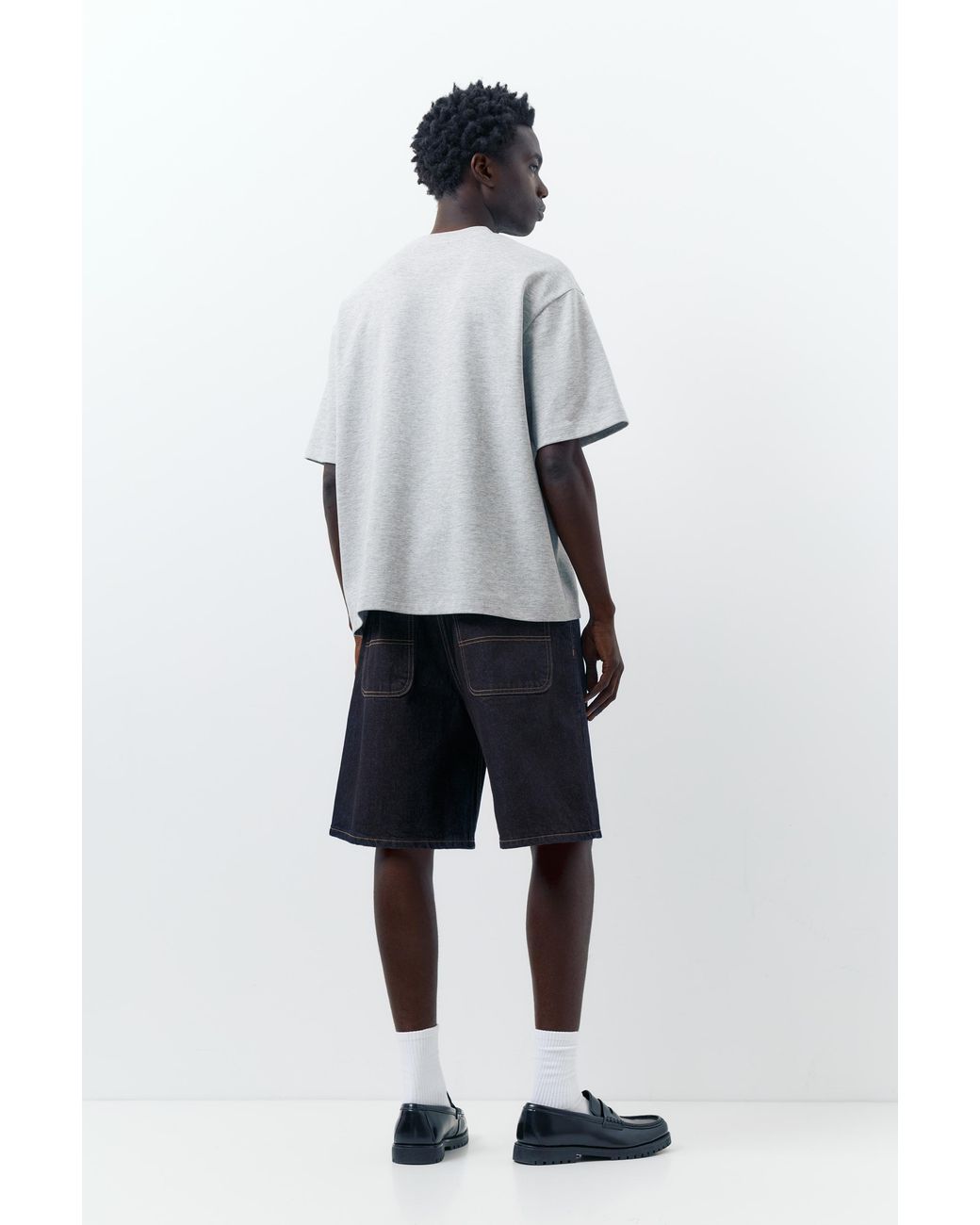 Pull&Bear Blue Baggy Relaxed Fit Denim Bermuda Shorts for men