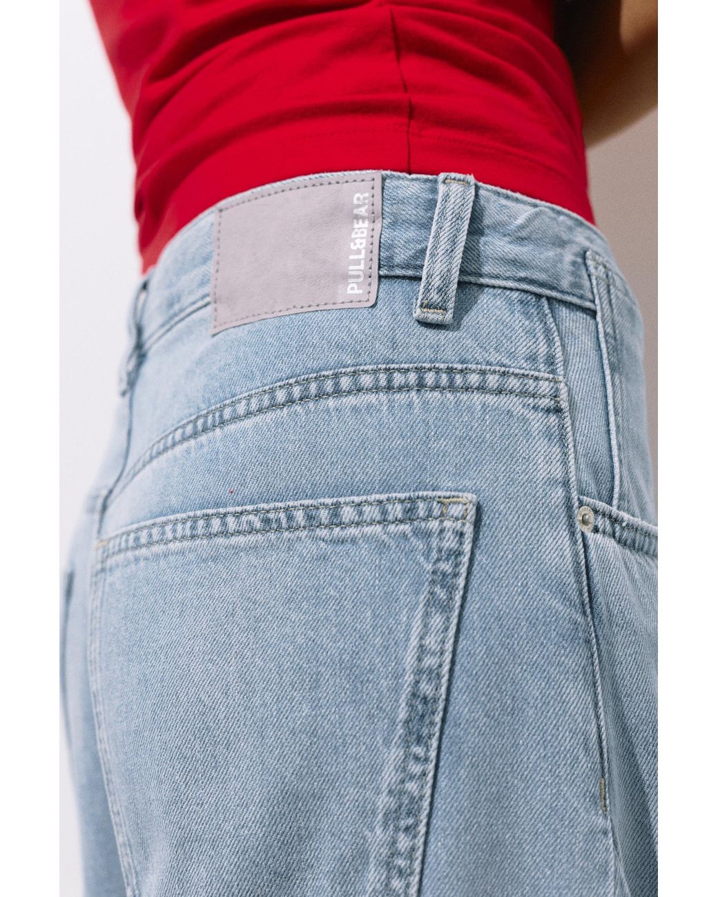 Pull&Bear Blue Wide-Leg Jeans With Bows