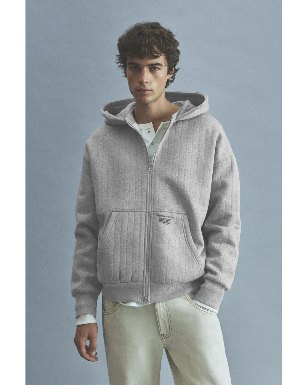 Pull&Bear Black Boxy Hoodie With Zipper for men