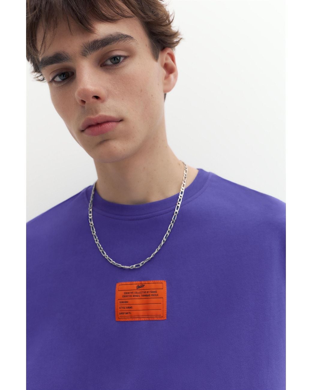 Pull&Bear Purple Stwd Label T-Shirt for men