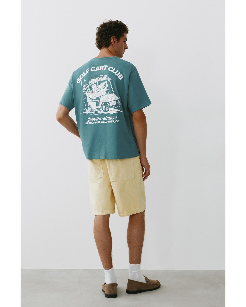 Pull&Bear Yellow Baggy Denim Bermuda Shorts for men