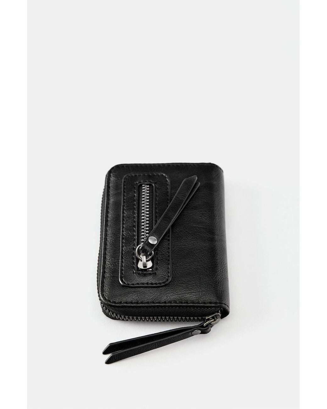 Pull&Bear Black Suede Zip Wallet
