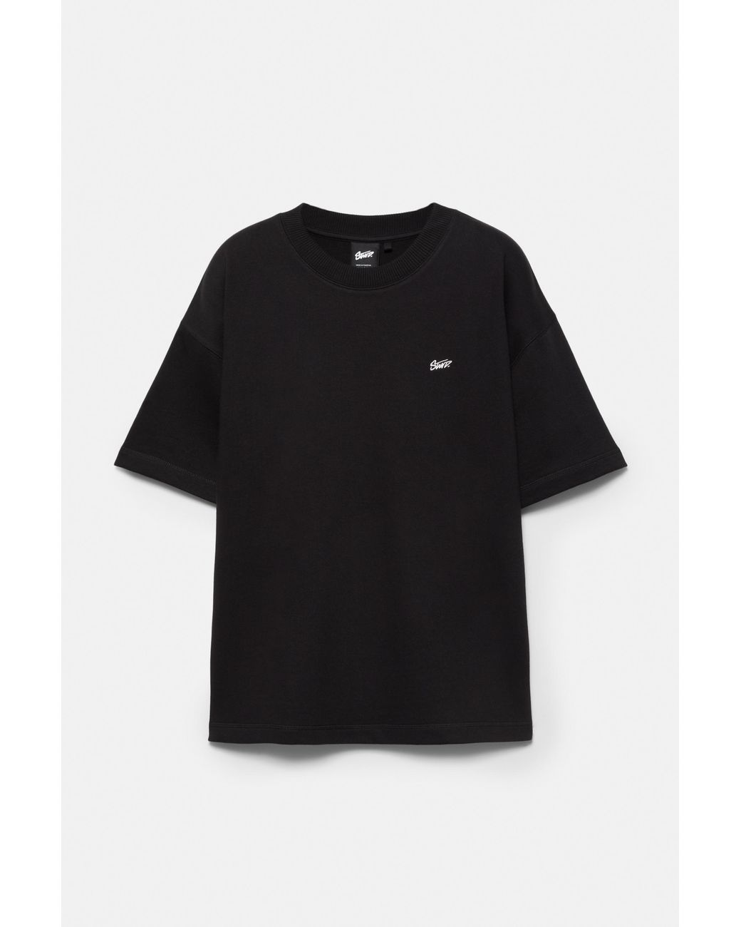 Pull&Bear Black Short Sleeve Logo Sweatshirt for men