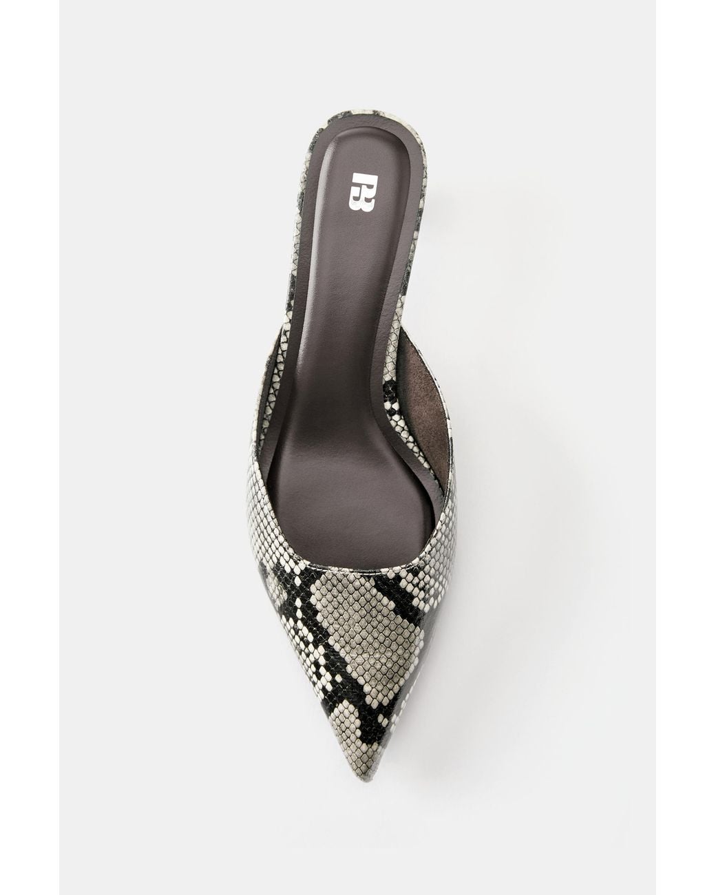 Pull&Bear Gray Snakeskin Print Mule Heels